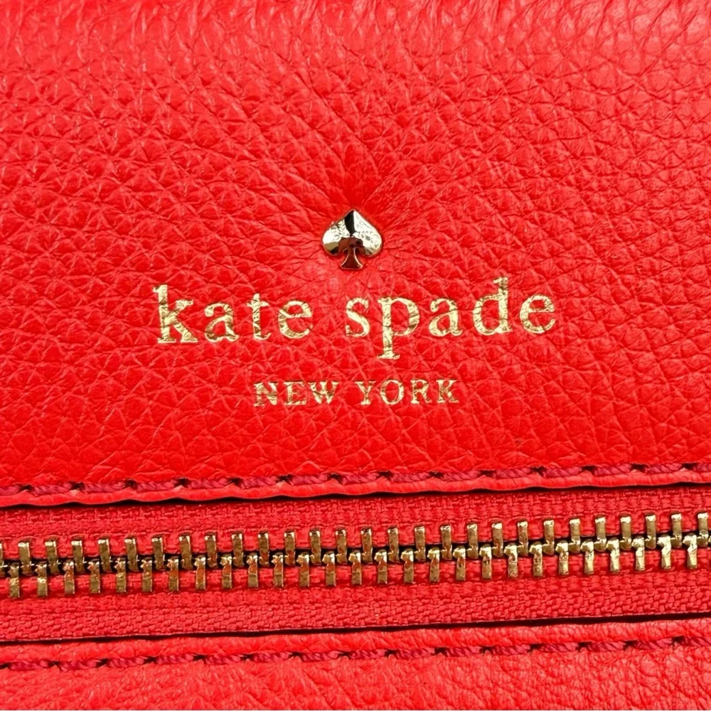 Kate Spade Crossbody Bag Women Coral Pebbled Leather Adjustable Strap